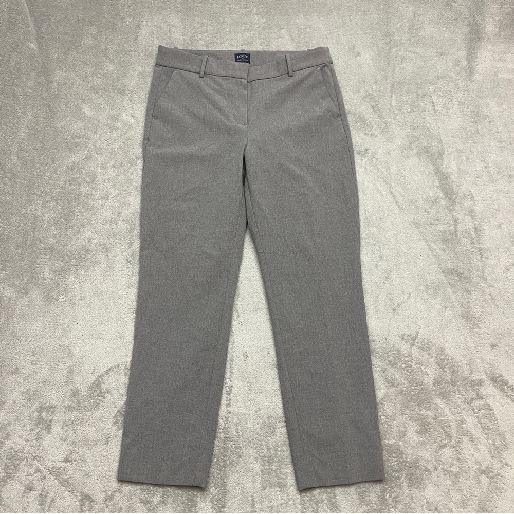 J. Crew Ruby Pant Gray Flat Front Straight Leg Women Size 10 Dress Slacks